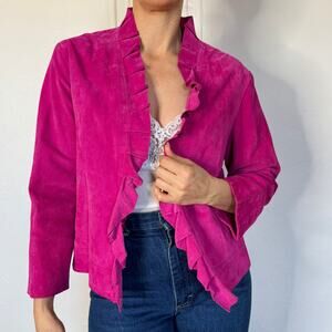 Y2K MetroStyle Pink Suede Jacket Size L